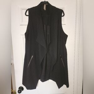 Black Sleeveless Waterfall Cardigan